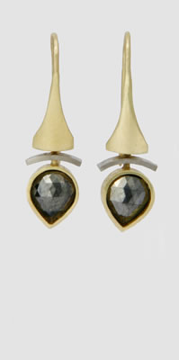 Drop earrings with Black diamond pear drops